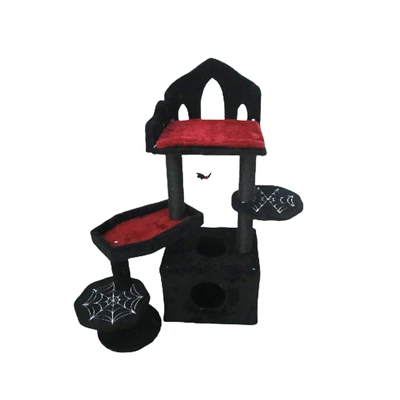 SEVOBAL Pet Tower Gothic Style Halloween Themed With Coffin Bed, Spooky House, Scratching Posts For Cats Play, Rest, Black, 17.32"*10.63"*14.57" 5 SEVOBAL Pet Tower Gothic Style Halloween Themed With Coffin Bed, Spooky House, Scratching Posts For Cats Play, Rest, Black, 17.32"*10.63"*14.57" - Image 5