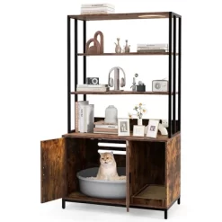 Tangkula 61" Cat Litter Box Enclosure W/ Storage 3-tier Shelves Side Entrance Indoor -BlueBuffalo Sales Store GUEST 9daa3326 40a9 4fbc a6f6 c7b982a3823a