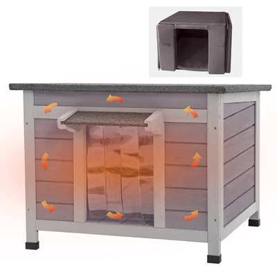 Aivituvin Insulated Wooden Cat House With Soft Liner | Waterproof Roof-AIR12-IN 7 Aivituvin Insulated Wooden Cat House With Soft Liner | Waterproof Roof-AIR12-IN - Image 7