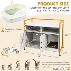 Tangkula Large Litter Box Enclosure Cat Wooden Storage Cabinet With 2 Doors Marble White -BlueBuffalo Sales Store GUEST 9db7618c 731e 4242 85bb d863fe3f8e30