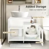 Cat Litter Box Enclosure, 2 In 1 Sink Vanity Cabinet With Hidden Litter Box, Hidden Litter Pet Washroom With Divider, Indoor Cat House For Litter Box