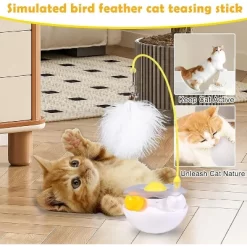 Interactive Cat Feather Toys 2025 Upgraded Interactive Cat Toys For Indoor Cats, Teaser Catnip Toy For Kitten Cats White