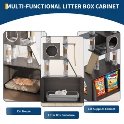 66.9in Cat Tree Tower With Litter Box Enclosure Condo With Perch & Scratching Posts, Plush Nest, Multi-Tier Play & Rest -BlueBuffalo Sales Store GUEST 9e96ab23 e0e3 480d aca8 b195f1c4c9ec