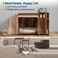 Cat Litter Box Enclosure Furniture, Hidden Litter Box Cabinet, Indoor Wooden Cat Washroom With Storage, Pet House -BlueBuffalo Sales Store GUEST 9e9bbd78 aefd 4a6f 863b 31b4ce230522 3