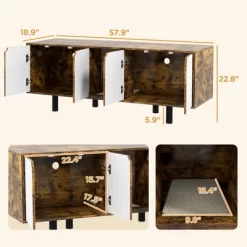 ORRD PawHut 2-in-1 Hidden Cat Litter Box Enclosure & TV Stand W/2 Cabinets, Ventilation, Rustic Brown -BlueBuffalo Sales Store GUEST 9eba08db a180 40d0 a7ae 42b4dbfdb3ef 1