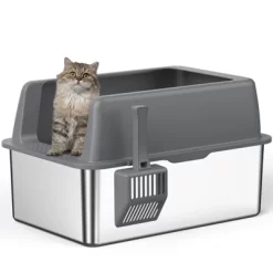 Zarler Stainless Steel Litter Box With Lid, 8” Deep, XL Metal Litter Box For Big Cats, Non-Sticky, Easy To Clean, Anti-Urine Leakage, Gray -BlueBuffalo Sales Store GUEST 9f75f728 8f03 4401 a9b6 5f6f7c81935b