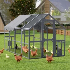 ELJGET 110" Metal Chicken Coop, Outdoor Large Chicken Run Rabbit Pet Playpen With Waterproof Cover For Yard Backyard Farm, Gray -BlueBuffalo Sales Store GUEST a005ad7d 6ae2 43d2 9030 486fdc356dc9