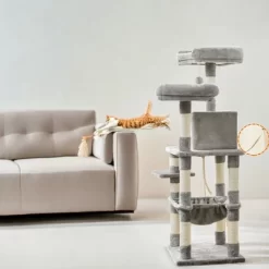 56.3in Cat Tower For Large Cats Indoor Cat Tree Cat Condo With Scratching Posts, Hammock, Plush Perch, Cat Furniture -BlueBuffalo Sales Store GUEST a0a35888 ea8e 4b22 9416 34be71c658c1