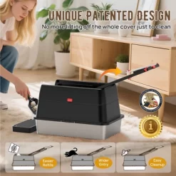 ZACHVO Stainless Steel Flip-Top Cat Litter Box – XL Enclosed Metal Litter Pan For Large Cats