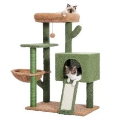 DOMETOUR 41"H Cactus Cat Tree Cat Tower, Cat Climbing Frame With Sisal Scratching Post, Cat Condo, Plush Perch, Hammock, Dangling Ball -BlueBuffalo Sales Store GUEST a162ff00 4389 4dc0 b7e7 b0d0fa38d99e