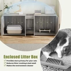 Coucheta 55" Cat Litter Box Enclosure Furniture, Hiddden 3-IN-1 Wooden Cat Litter Cabinet With Barn Door & Double Rooms -BlueBuffalo Sales Store GUEST a1ab3f40 576b 45b8 b7c3 9adad3f022cb