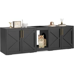 Cat Litter Box Enclosure With Double Room, Modern Hidden Litter Box Cabinet Cat Washroom Furniture For 2 Cats -BlueBuffalo Sales Store GUEST a1d869ca f409 4529 a941 29223b628690