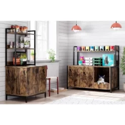 Litter Box Enclosure With Storage Shelf And Cat Claw Board, Large Hidden Cat Litter Box With Doors And Scratching Pad, Rustic Brown -BlueBuffalo Sales Store GUEST a1d9057f 8bec 4b55 856b 4e16a5043f7e