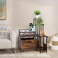 Large Hidden Litter Box Furniture With Storage Shelves, Enclosure Cabinet For Self-Cleaning & Traditional Litter Boxes, Grey -BlueBuffalo Sales Store GUEST a2117c47 709d 4996 b896 6cf5b49b36b5 2