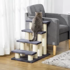 Gulches Transform Your Home: 4 - Step Gray Cat Tree With Sisal Scratching, Perfect For Indoor Pets To Reach Heights