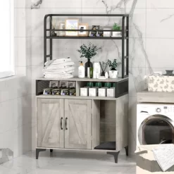 Garvee Cat Litter Box Enclosure, 3 Shelves, Modern Style, Hidden Litter Box Furniture With Storage And Doors, Grey -BlueBuffalo Sales Store GUEST a2a93fc0 107e 41f4 a72f bf0bda0b0003