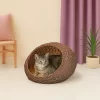 THE LICKER STORE Fiora 19.5" X 18" Modern Circular Faux Wicker Pet Bed With Machine-Washable Cushion