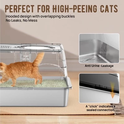 ZACHVO Stainless Steel Flip-Top Cat Litter Box – XL Enclosed Metal Litter Pan For Large Cats 3 ZACHVO Stainless Steel Flip-Top Cat Litter Box – XL Enclosed Metal Litter Pan For Large Cats - Image 3