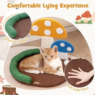 Tangkula Mushroom Cat Bed For Indoor Cats W/ Comfy Napping Bed Sisal Scratching Board 4 Tangkula Mushroom Cat Bed For Indoor Cats W/ Comfy Napping Bed Sisal Scratching Board - Image 4