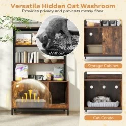 Tangkula 57" Cat Litter Box Enclosure W/ Storage 2-tier Shelves Removable Scratcher -BlueBuffalo Sales Store GUEST a312eead f76e 4a9b 9389 a91b000226ce