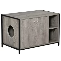 PawHut Wooden Cat Litter Box Enclosure, Multipurpose Anti-Tracking Pet Kitten House, Indoor End Table With Double Doors & Storage Shelves -BlueBuffalo Sales Store GUEST a33171b1 dac1 4898 bf92 eaff64c615a7