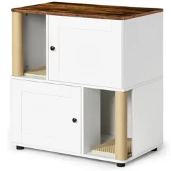 LOVSON Double Litter Box Enclosure, Litter Box Enclosure For 2 Cats, Litter Cabinet, Double Litter Box Enclosure With Shelves, White -BlueBuffalo Sales Store GUEST a3408ff7 25ef 4d05 9556 93a521ce1dea