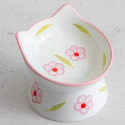 Dexypaws: Elevated Ceramic Cat Bowl, Floral White & Blush Pink, 7oz -BlueBuffalo Sales Store GUEST a3d57675 7131 48a5 b5db d368ee5331ea