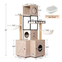 Bella Depot 63" Multi-Functional Cat Tree With Litter Box Includes Removable Washable Cushion -BlueBuffalo Sales Store GUEST a474a744 eb31 4531 b6c2 0e8d34ec46fa