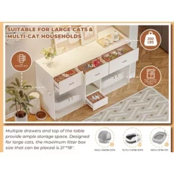 ATJafurn Cat Litter Box Enclosure For 2 Cats, 61.4'' Furniture Style Double Hidden Kitten Litter Box Cat Cabinet With Storage For Large Cats -BlueBuffalo Sales Store GUEST a483988b dd42 4c3f b189 249995919e64