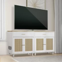 Hidden Cat Litter Box Cabinet,Enclosed Dog-Proof Furniture W/Storage Drawer & 2 Sisal Scratcher Doors For Living Room,Bedroom -BlueBuffalo Sales Store GUEST a5a260fa eb38 4698 8aac 0faa943e3529 1