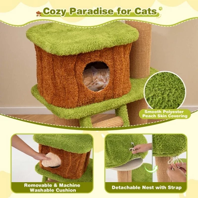Costway 56" Tall Cat Tower With Mushroom-shaped Nest Condo Climbing Ladder Teasing Ball 9 Costway 56" Tall Cat Tower With Mushroom-shaped Nest Condo Climbing Ladder Teasing Ball - Image 9