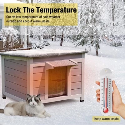 Aivituvin Insulated Wooden Cat House With Soft Liner | Waterproof Roof-AIR12-IN 4 Aivituvin Insulated Wooden Cat House With Soft Liner | Waterproof Roof-AIR12-IN - Image 4