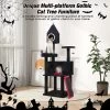 Sevobal Pet Tower, Gothic Cat Tree Tower With Scratching Posts And Caves, Multi-Level Activity Center For Indoor Cats, Black, 27.4"*19.1"*64.2"