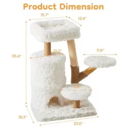 Heynemo 35-Inch Cat Tree For Indoor Cats, Multi-Level Tower With Sisal Posts, Dual Condos, Cushioned Perches & Removable Soft Cover,Wood, White -BlueBuffalo Sales Store GUEST a73a5da9 ad07 44f1 94d8 e321032bc1c0