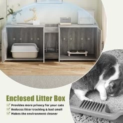 55 Inch Litter Box Enclosure For 2 Cats, Cat Litter Box Enclosure Furniture With Double Room, Hidden Litter Box Cabinet With Cat Door -BlueBuffalo Sales Store GUEST a834ca42 a00c 433c ba83 f5ff5abfbf2a
