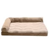 FurHaven Wave Fur & Velvet Deluxe Chaise Lounge Memory Foam Sofa-Style Dog Bed