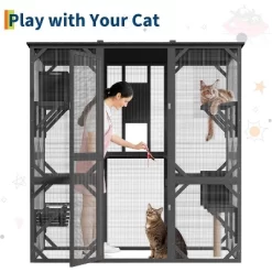 Acekool 70" Walk-In Wooden Outdoor Cat Enclosure With 4 Platforms, 2 Cat Houses, Hammock, Window Passage, 68" X 36.4" X 70" 11 Acekool 70" Walk-In Wooden Outdoor Cat Enclosure With 4 Platforms, 2 Cat Houses, Hammock, Window Passage, 68" X 36.4" X 70" -BlueBuffalo Sales Store GUEST aa82e570 b6ac 4a0e b5f2 c7ae354592e5
