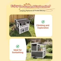 VEVOR Insulated Cat House, 2-Story Wooden Cat Shelter, Foam Insulation, Feral Kitty Shelter With Balcony, Waterproof Cats Condos, White&Grey -BlueBuffalo Sales Store GUEST abf7fd5c 2a9a 4000 9042 b64055b731e0