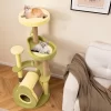 Tangkula Avocado Cat Tree Multi-level Cat Tower W/ Private Condo Cat Self-grooming Brush