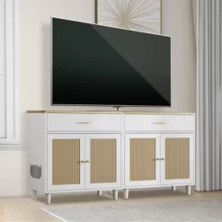 Cat Litter Box Enclosure Furniture, Wooden Cat House With Scratching Board Doors And Storage Drawer -BlueBuffalo Sales Store GUEST ac36f9f2 920e 4a20 b222 4947a1265cdd 1