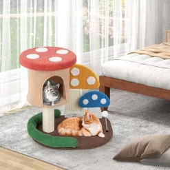 Costway 23.5 Inch Tall Mushroom Cat Activity Center With Scratching Board & Spring Ball -BlueBuffalo Sales Store GUEST ad079a04 77bf 4b1b 8f23 5fac57debaea