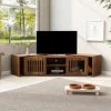 Gulches Walnut Mid-Century Modern Pet Friendly TV Stand With Extendable Table