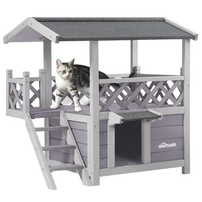 Aivituvin Outdoor/ Indoor Two Story Cat House(Inner Space 5.2 Ft²)-AIR09-B 9 Aivituvin Outdoor/ Indoor Two Story Cat House(Inner Space 5.2 Ft²)-AIR09-B - Image 9
