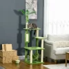 MaseiKar 56" Cat Tree For Indoor Cats With Hammock,Cat Tower With Scratching Post, Platforms,Play Ball And Anti-tipping Device, For Indoor Cats, Green