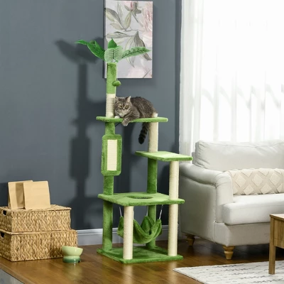 Multipet 56" Cat Tree For Indoor Cats With Hammock, Cat Tower, Scratching Post, Platforms, Play Ball And Anti-tipping Device 2 Multipet 56" Cat Tree For Indoor Cats With Hammock, Cat Tower, Scratching Post, Platforms, Play Ball And Anti-tipping Device - Image 2