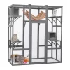 AZL1 Life Concept Pet Crates And Houses Multi Tiered Climbing Platforms Secure Enclosure For Multiple Cats, Gray, 62.4"*32.4"*70"