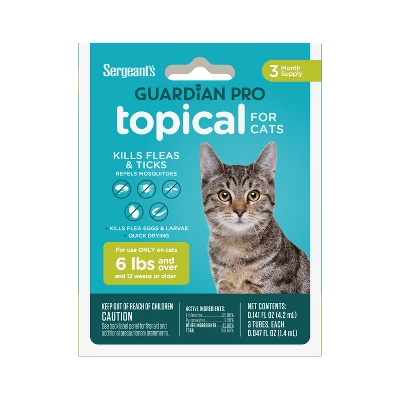 Sergeant's Guardian Pro Flea & Tick Topical Treatment For Cats - 6lbs And Over - 3ct 8 Sergeant's Guardian Pro Flea & Tick Topical Treatment For Cats - 6lbs And Over - 3ct - Image 8