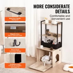 VEVOR Cat Litter Box Enclosure, Hidden Litter Box Furniture With 2 Storage Shelves & 2 Baskets, Wooden Cat Washroom Indoor -BlueBuffalo Sales Store GUEST aeadae5b cdc2 4b60 acc3 f8f87b06c433