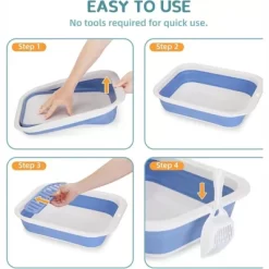 HTUTWOO Collapsible Kitty Litter Box, Open Top Cat Litter Tray With Scoop And Litter Bag, Anti-Splashing Waterproof Cat Toilet Potty Pan 17.7" X 13.5" -BlueBuffalo Sales Store GUEST aec40268 56cf 4206 bb44 78183b7df637