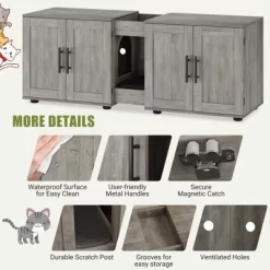 Cat Litter Box Enclosure For 2 Cats, Furniture With Double Room,Hidden Double Litter Box Enclosure Furniture,Cabinet With Scratching Pad -BlueBuffalo Sales Store GUEST afd874e7 f552 404d 9500 8331269a27db